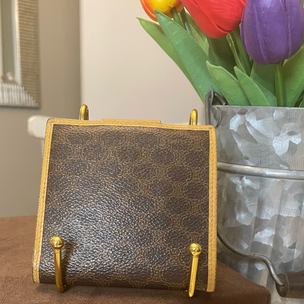 Celine Macadam Compact Wallet Brown And Tan - image 3